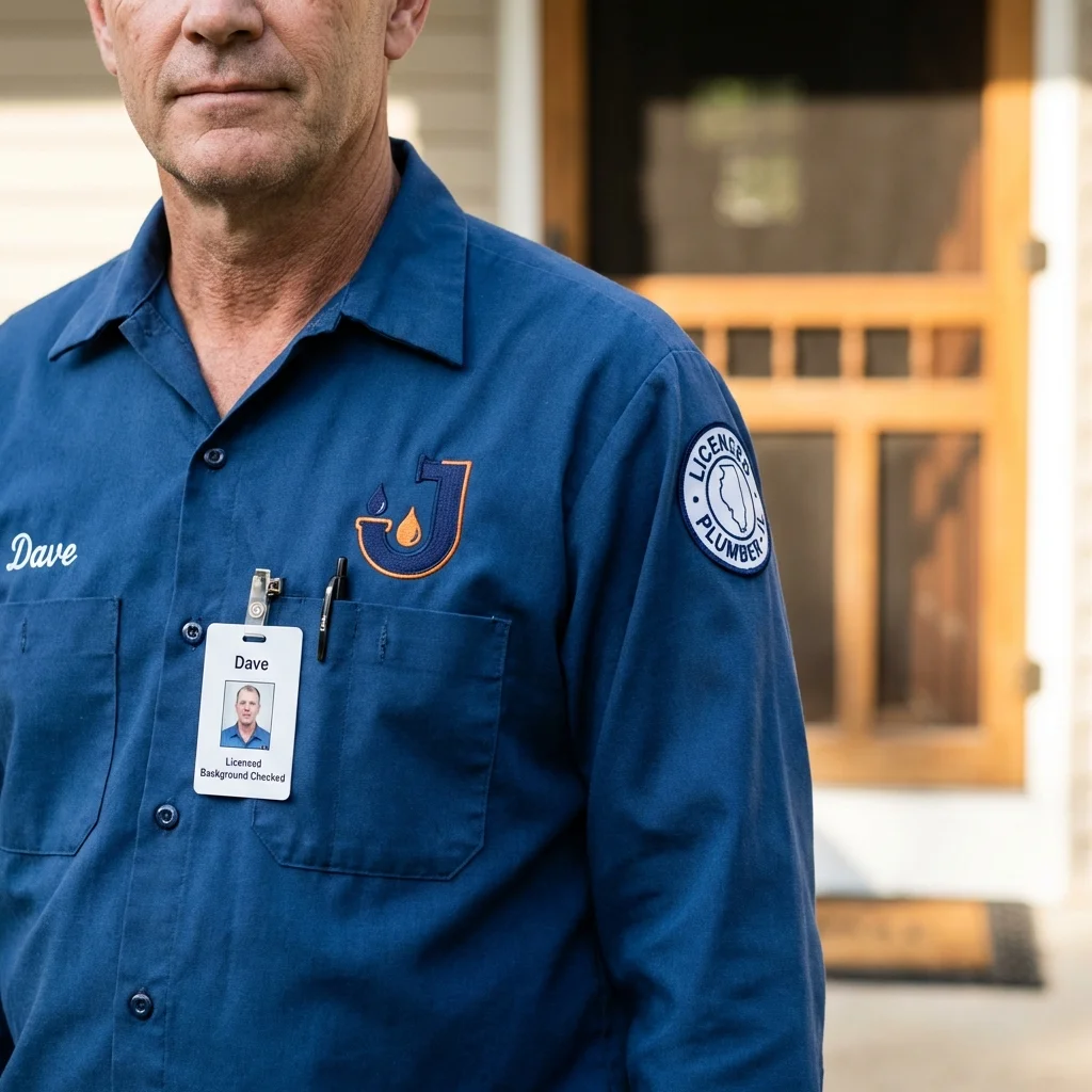 Licensed plumber showing ID badge in Ocean Shores, WA