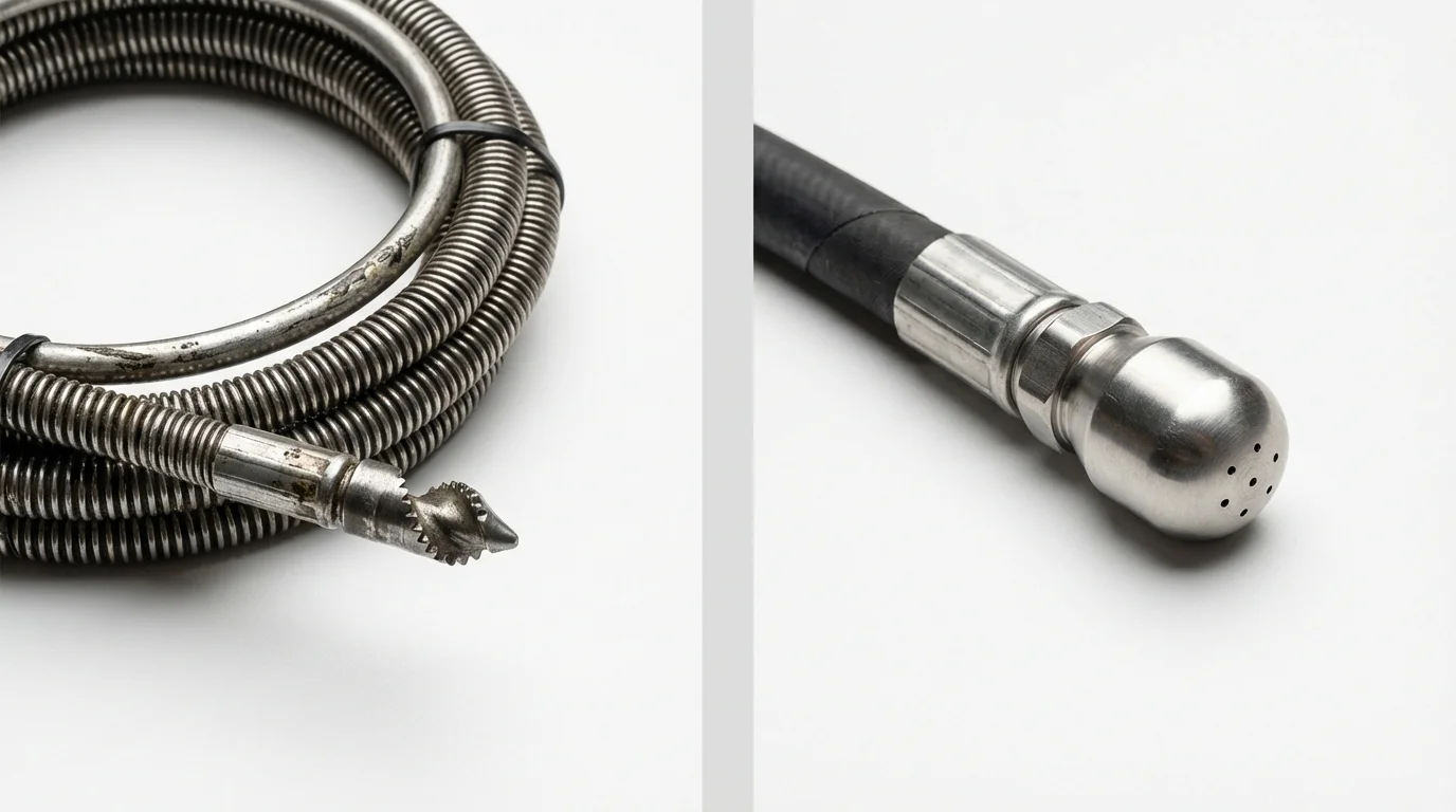 Drain snake cable and hydro jetting nozzle used for drain cleaning in Ocean Shores, WA