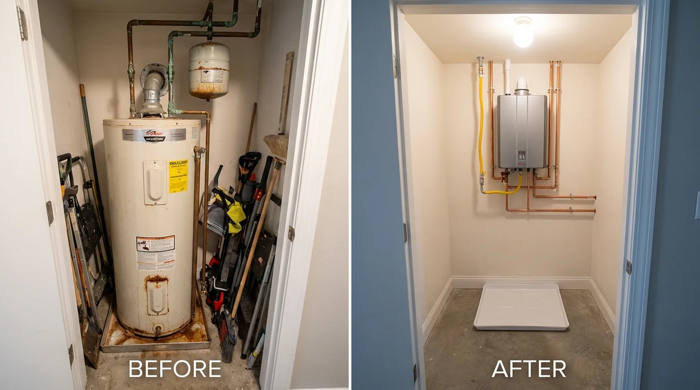 Tank water heater versus wall-mounted tankless unit comparison for Ocean Shores, WA homeowners